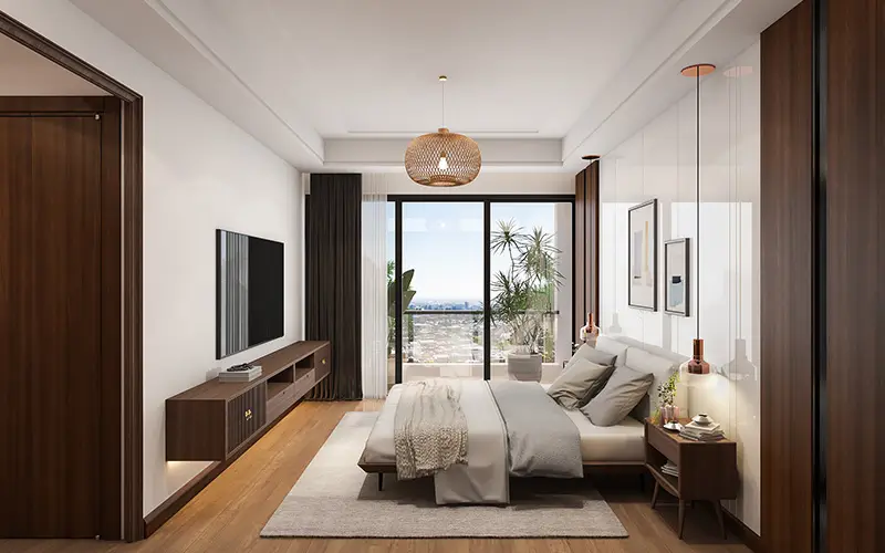 Main bedroom at Rosewood Residence with elegant interior finishes