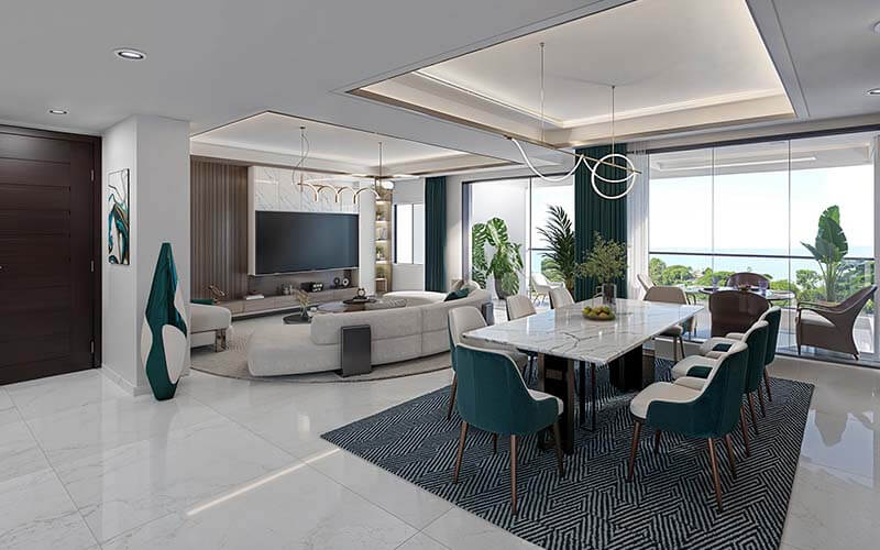 Dining area at The Opal luxury real estate in Mombasa